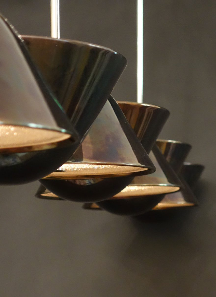 Detail of a long linear version in a dark nickel finish